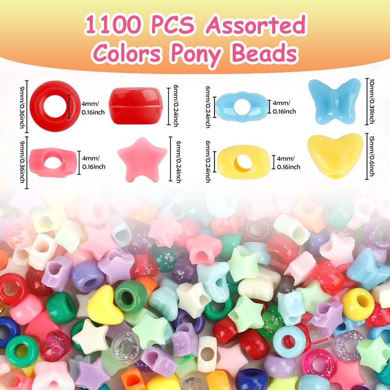 anpiwshjo 1100 Pcs Mixed Colors Shape Barrel Plastic Loose Beads for DIY Craft Projects, Jewelry Making, Bracelets, Hair Beads - Image 2